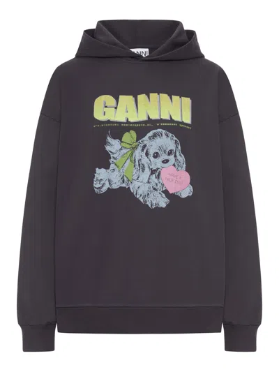 Ganni Hoodie With Print In Multi
