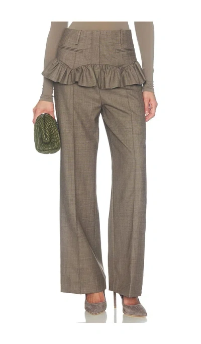 Ganni Hose Wool Melange Suiting Skirt In Gray