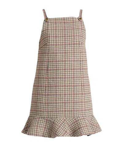 Ganni Houndstooth Dress In Neutral