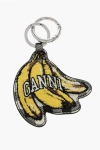 Ganni Houndstooth Pattern Keyring With Embossed Banana Detail In Multi
