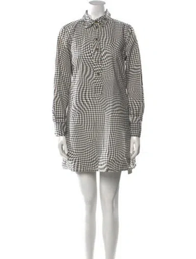 Pre-owned Ganni Houndstooth Print Mini Dress In Multi