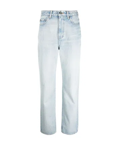 Ganni Hw Straight Leg Jeans Washed Blue