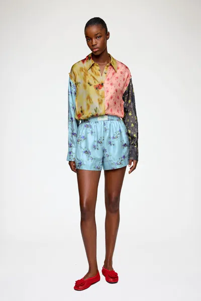 Ganni Iced Aqua Shorts In Blue