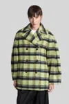Ganni Oversized Double-breasted Checked Brushed-wool Coat In Green