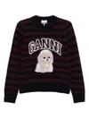 Ganni Graphic Wool Mix Poodle Stripe Sweaters And Cardigans Multicolor In Multi