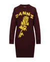 Ganni Woman Mini Dress Cocoa Size M Wool In Brown