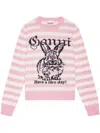 Ganni Gestrickter Intarsien-pullover In Rosa