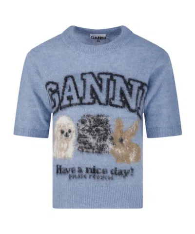 GANNI GANNI ANIMAL INTARSIA JUMPER