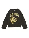 Ganni Jersey With Banana And Logo In Black