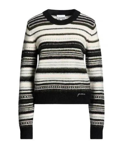 Ganni Intarsia-knit Cardigan In Black