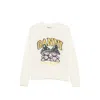 Ganni Basic Cotton Long-sleeve T-shirt With Teddy Mushroom Print In White