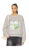 Ganni Oversized Sweatshirt With Playful Graphic Print