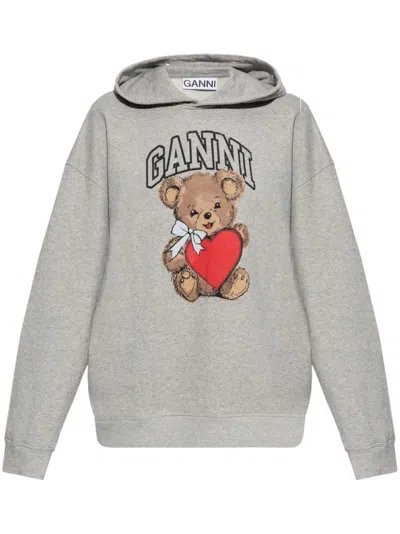 GANNI GANNI ISOLI BEAR OVERSIZED HOODIE
