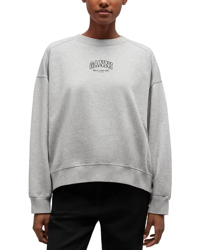 Ganni Isoli Crewneck Sweatshirt In Gray