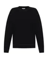 Ganni Long Sleeve Black Isoli Drop Shoulder Sweatshirt In Black