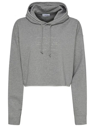Ganni Isoli Gray Cotton Sweatshirt In Grey
