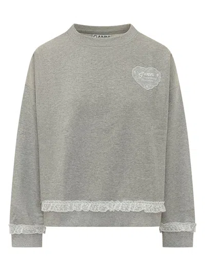 Ganni Isoli Knit Sweater In Gray