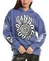Ganni Isoli Mega Flower Oversized Hoodie In Grey