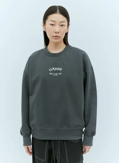 Ganni Isoli Oversized Sweatshirt In Grey