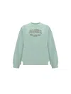 Ganni Logo-print Organic-cotton Sweatshirt In Aqua Foam