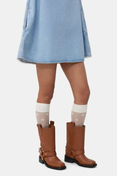 Ganni Butterfly Lace Socks In White