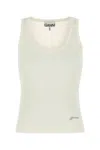 Ganni Ivory Cotton Tank Top In White
