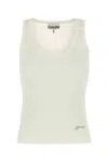 Ganni Ribbed Sleeveless Scoop Neck Tank Top In Neutral