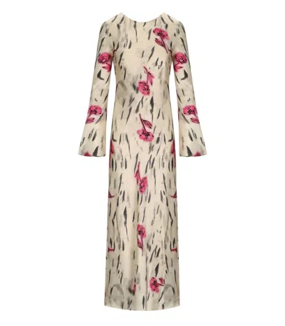 GANNI GANNI IVORY LONG SATIN DRESS