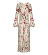 Ganni Ivory Long Satin Dress In White