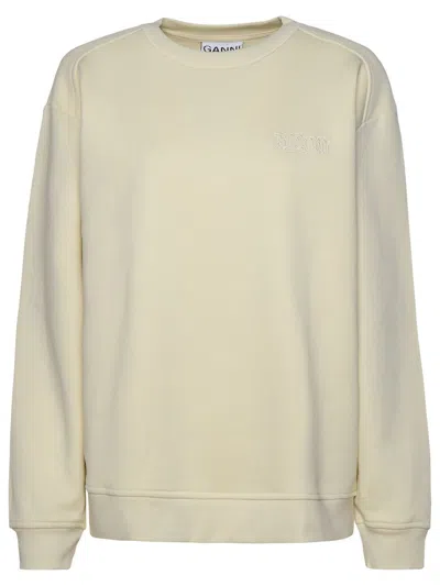 GANNI GANNI IVORY ORGANIC COTTON BLEND SWEATSHIRT