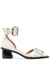 Ganni Ivory Pumps With Buckles And Ankle Strap