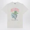 Ganni Ivory T-shirt With Grape Print In Animal Print