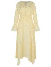 Ganni Viscose Dress With Asymmetric Hem And Floral Pattern In Yellow