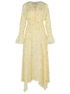 Ganni Viscose Dress With Asymmetric Hem And Floral Pattern In Yellow