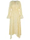 Ganni Viscose Dress With Asymmetric Hem And Floral Pattern In Yellow