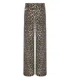 Ganni Organic Denim Leopard Izey Straight Jeans In Beige