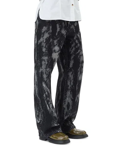 GANNI IZEY HEAVY WIDE LEG JEANS IN WASHED BLACK
