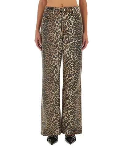 Ganni Izey Jeans In Animal Print