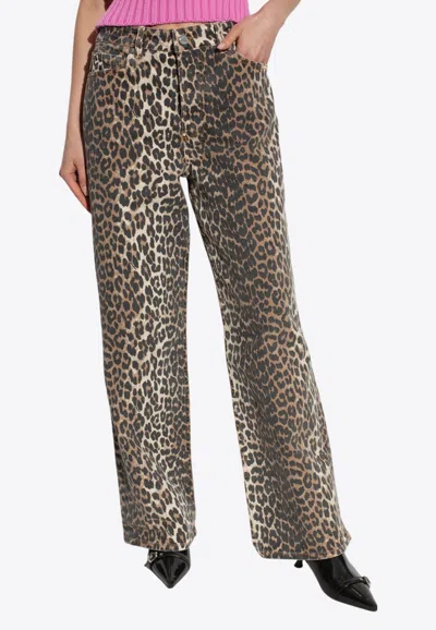 Ganni Izey Wide Leg Jeans In Multi