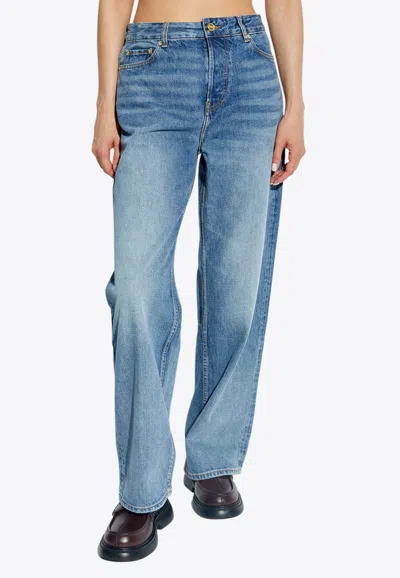 Ganni Blue Beksi Jeans In 567 Mid Blue