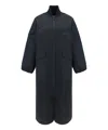 Ganni Womens Black Seersucker Longline Oversized Recycled-polyester Coat In Black