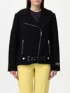 Ganni Boucle Wool Zip-up Biker Jacket In Black