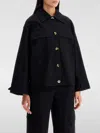 Ganni Knot-detail Canvas Shirt Jacket In Schwarz