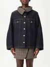 Ganni Bonded Denim Jacket Stitch Detailing In Black