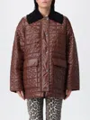 Ganni Quilted Midi Jacket In Brown