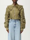 Ganni Short Nylon Bomber Jacket In Green
