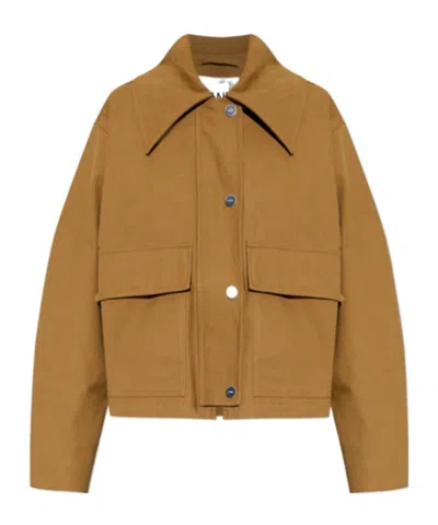 Ganni Jacket In Brown Canvas