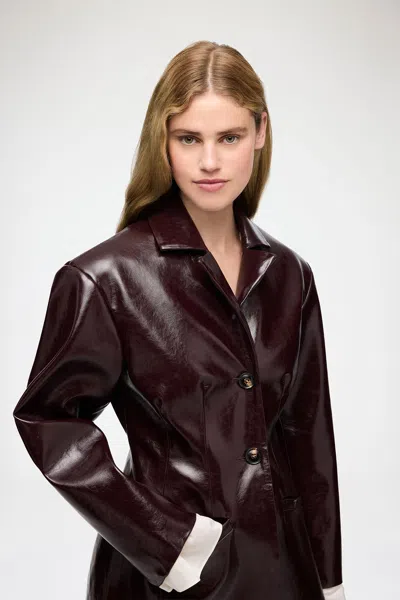 Ganni Jacket In Future Shine In Red