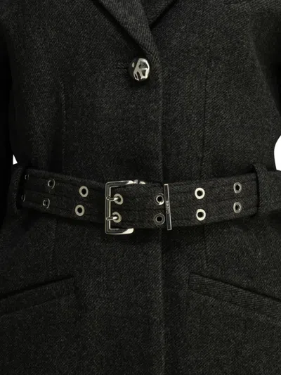 Ganni Jacket In Grey Wool In Black
