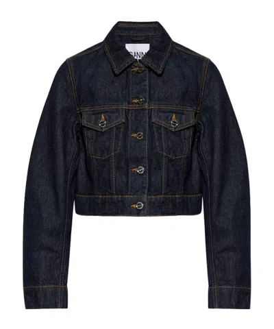 Ganni Jacket In Rinse Denim In Brown